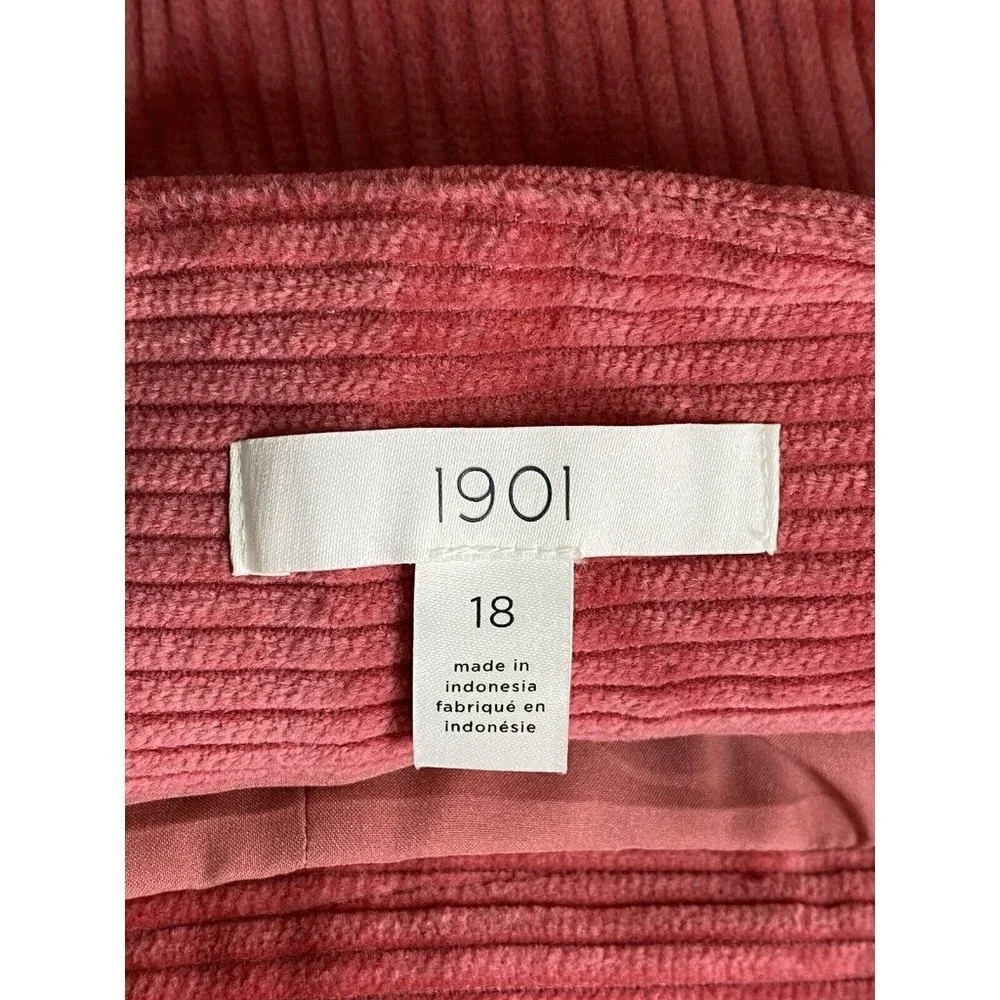 1901 Womens A Line Corduroy Skirt Pink Pleated‎ Lined Pockets Cotton SZ 18